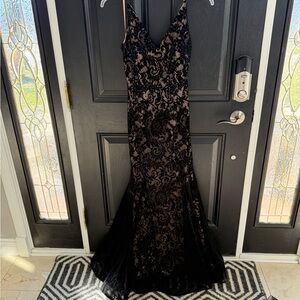 Xscape Black Lace Prom Gown